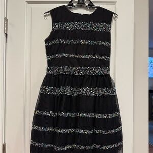 RED Valentino Black and Silver Fit and Flare Cocktail Dress